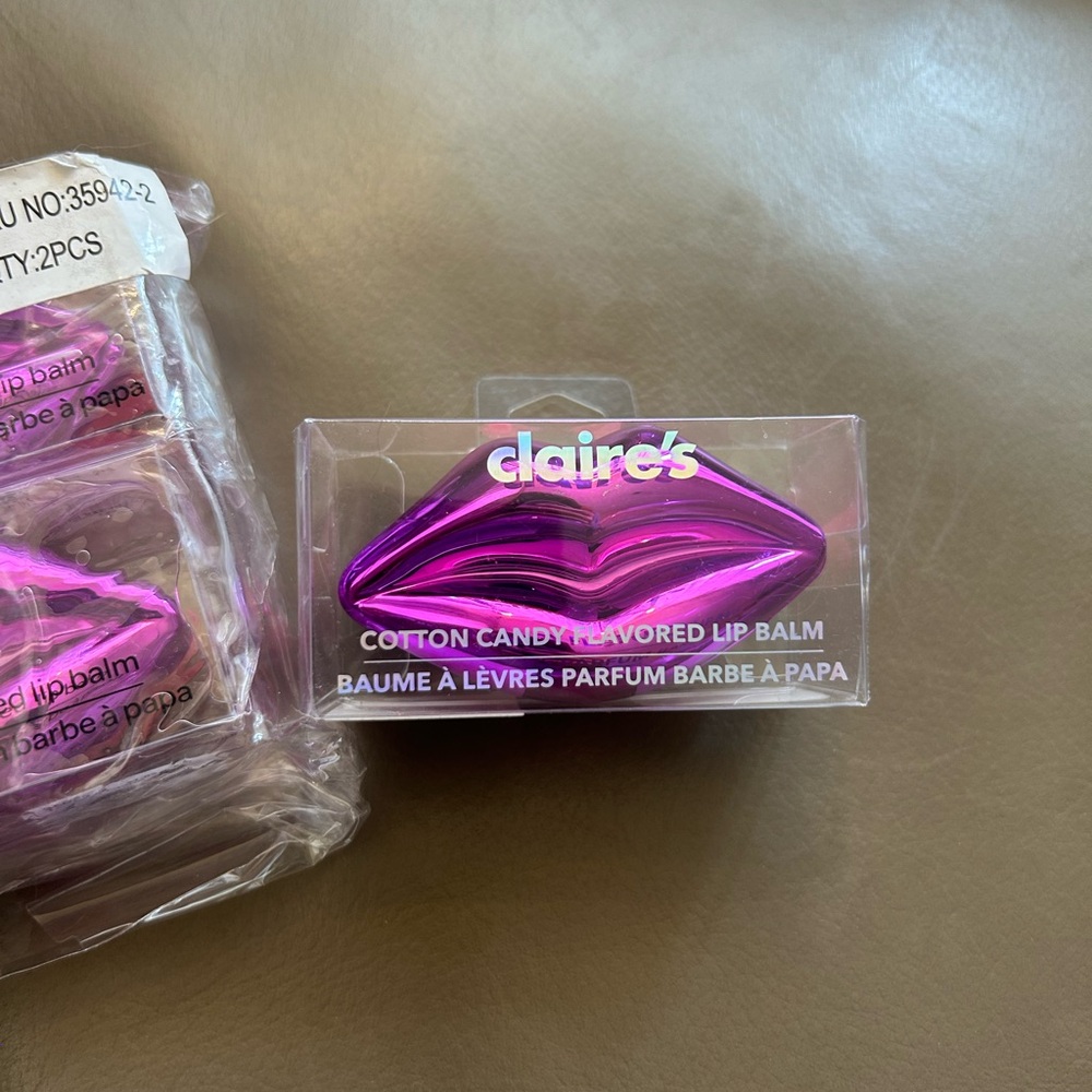 Claire's Pink Cotton Candy Lip Balm Set of 3 - Picture 8 of 11